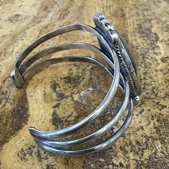 Navajo Southwest Cuff Bracelet 6.25 Sterling Petrified Wood GEM‎ Old Pawn 32.4 g - Picture 5 of 12